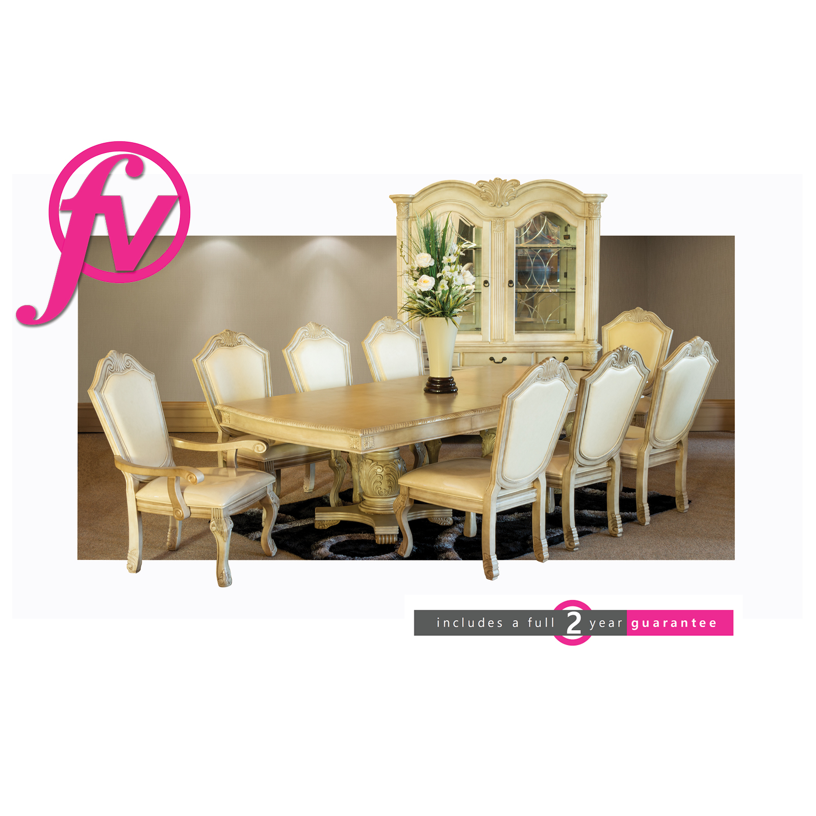 Villa antique ivory dining room suite  Furniture Vibe