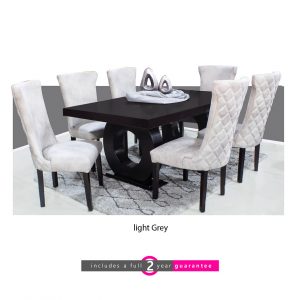 1.8m prince table 6 knight light grey chairs furniturevibe