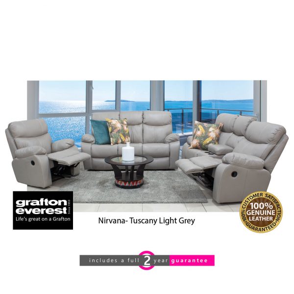 grafton everest nirvana leather lounge suite Tuscan light grey furniturevibe