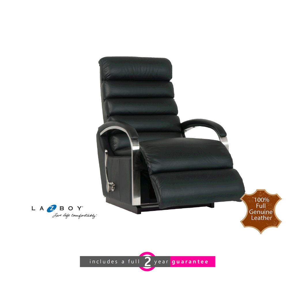 La Z Boy Norman Rocker Recliner Black Leather Furniture Vibe