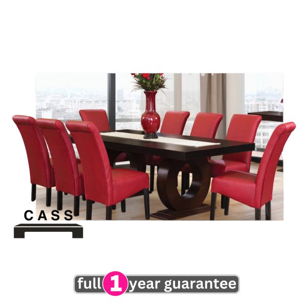 Prince 2.2m table & 8 Ryan Chairs Red