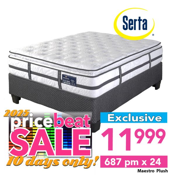 Sertapedic Maestro Plush Pillow Top - Base & Mattress - Queen